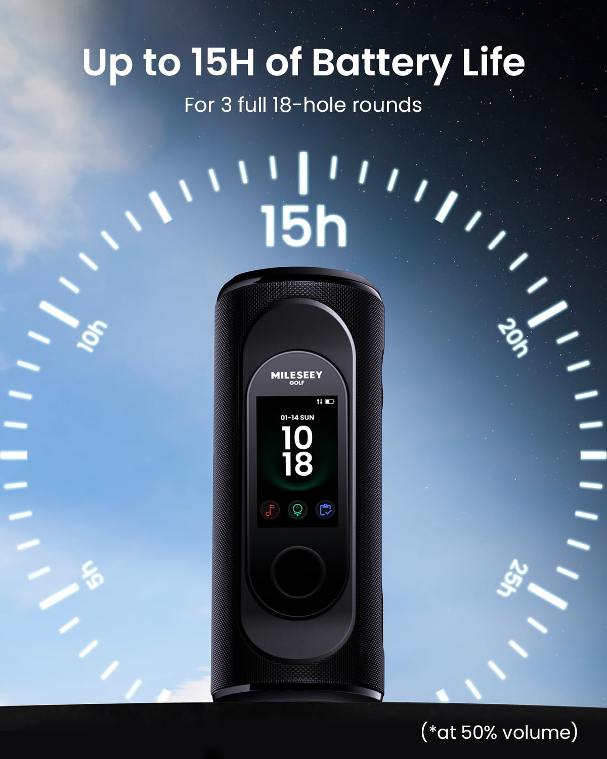 MILESEEY GeneSonic Pro Golf Speaker with Detachable GPS Rangefinder Handheld, 43000+ No Subscription Preloaded Courses, View & Audible Distances,Touchscreen, 15H Battery, Magnetic, Waterproof,Hazard