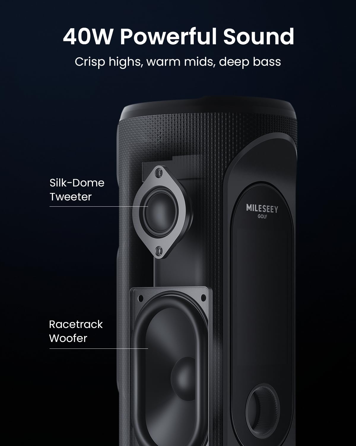 MILESEEY GeneSonic Pro Golf Speaker with Detachable GPS Rangefinder Handheld, 43000+ No Subscription Preloaded Courses, View & Audible Distances,Touchscreen, 15H Battery, Magnetic, Waterproof,Hazard