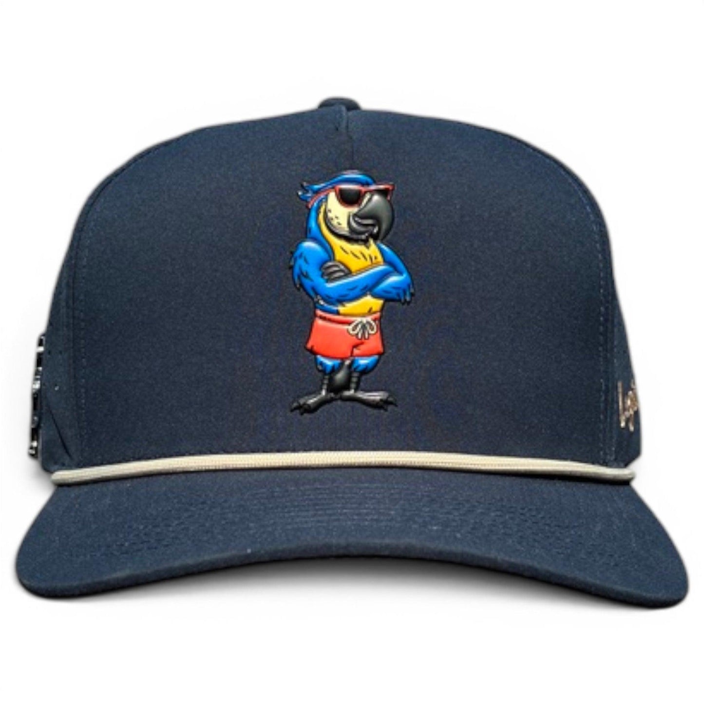 Parrot Patrol Golf Hat | Snapback Cap | Built-in Magnetic Ball Marker Holder + Marker Included | Adjustable Navy Parrot