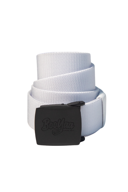BooYaa Belt - Adjustable White Stretch with Black Alloy Buckle