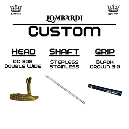 Lombardi Golf Custom Gold PC-308 Double Wide Blade-Golf Putter - GOLF LEAGUE