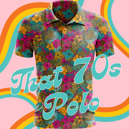 That '70s Shirt | Retro 70s Disco/Floral Golf Polo for Men