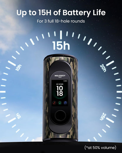 MILESEEY GeneSonic Pro Golf Speaker with Detachable GPS Rangefinder Handheld, 43000+ No Subscription Preloaded Courses, View & Audible Distances,Touchscreen, 15H Battery, Magnetic, Waterproof,Hazard