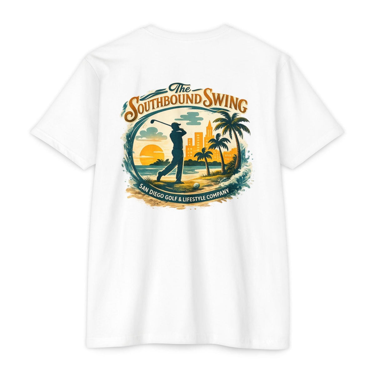 Golf Sunset T-Shirt — "The Southbound Swing" San Diego Golf Graphic