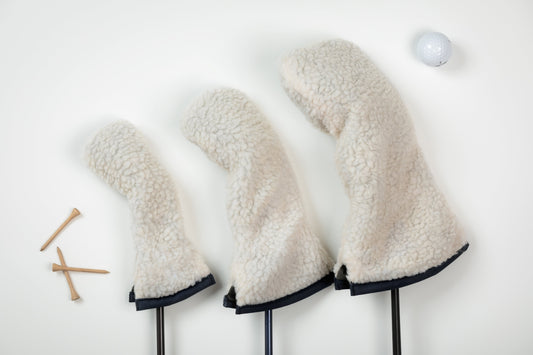 Cream Sherpa Headcover Set (Driver, Wood, Hybrid) - Just4Golf