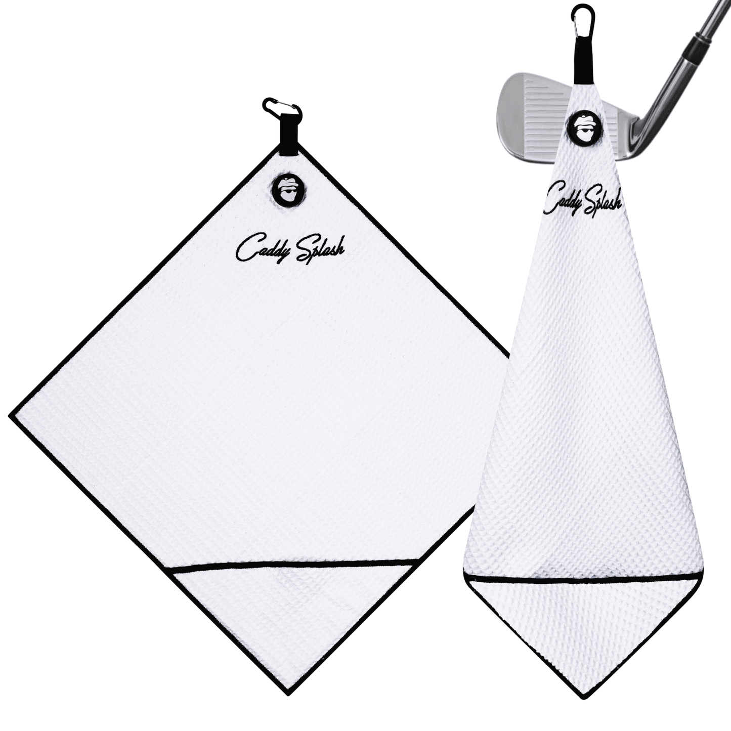 Magnetic Golf Towel with Ball Pocket - White