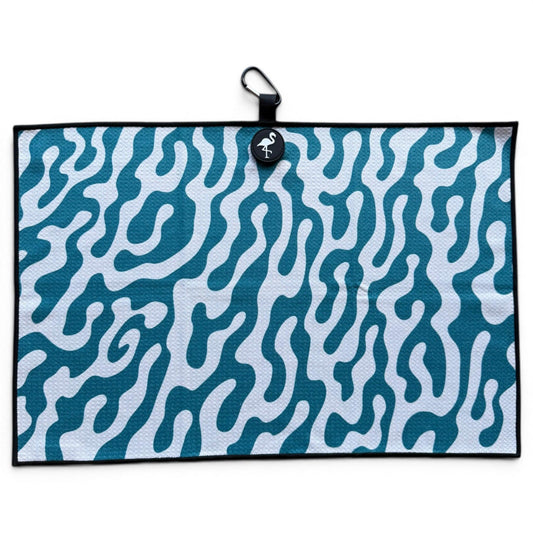 Coral Bloom Golf Towel | 24” x 16” Microfiber Towel | Magnetic Clip & Carabiner | Premium Golf Accessory