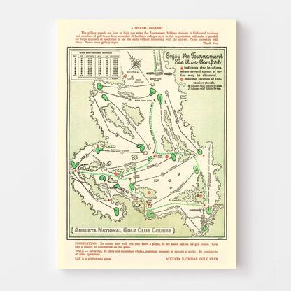 Vintage Map of Augusta National Golf Course, 1954