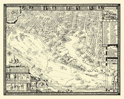 Vintage Map of Toluca Lake Lakeside Golf Course, 1936