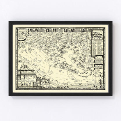 Vintage Map of Toluca Lake Lakeside Golf Course, 1936