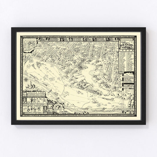 Vintage Map of Toluca Lake Lakeside Golf Course, 1936