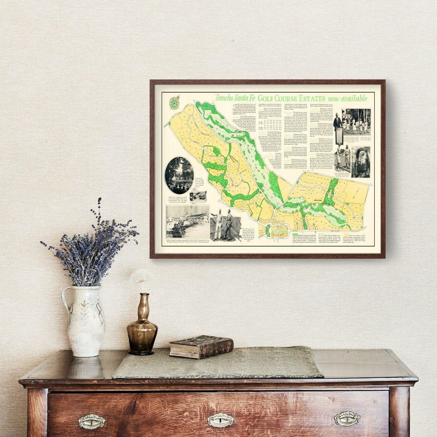 Vintage Map of Rancho Santa Fe Golf Course Estates, 1929