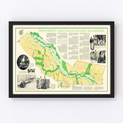 Vintage Map of Rancho Santa Fe Golf Course Estates, 1929