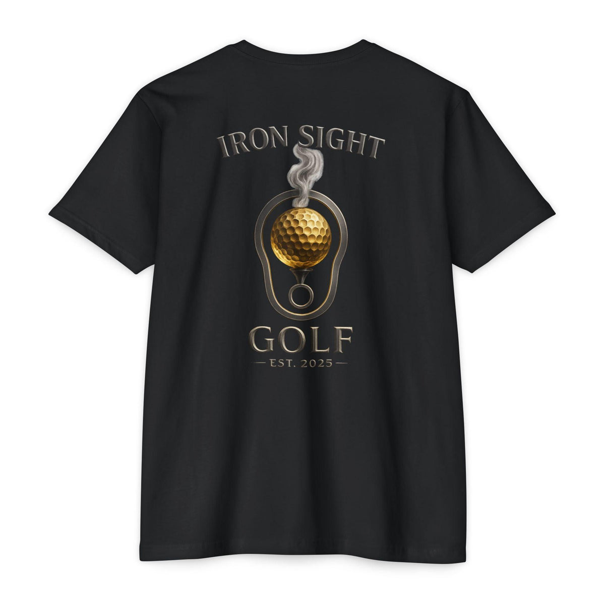 Iron Sight Golf T‑Shirt — Vintage Golf Ball & Iron Sight Logo