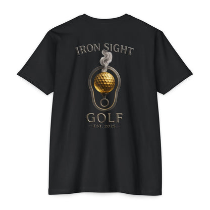 Iron Sight Golf T‑Shirt — Vintage Golf Ball & Iron Sight Logo