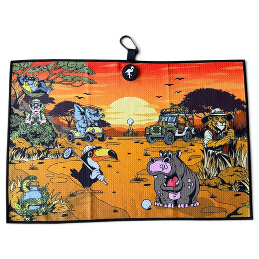 Safari Expedition: Lost Fairway Golf Towel | 24” x 16” Microfiber Towel | Magnetic Clip & Carabiner | Premium Golf Accessory