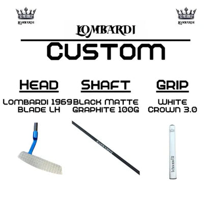 Lombardi Golf Custom Blue 1969 Double Wide Blade Left Hand Golf Putter - GOLF LEAGUE