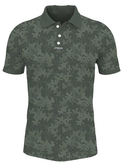 9.POLO_HoneyCombCamo_Olive - GOLF LEAGUE