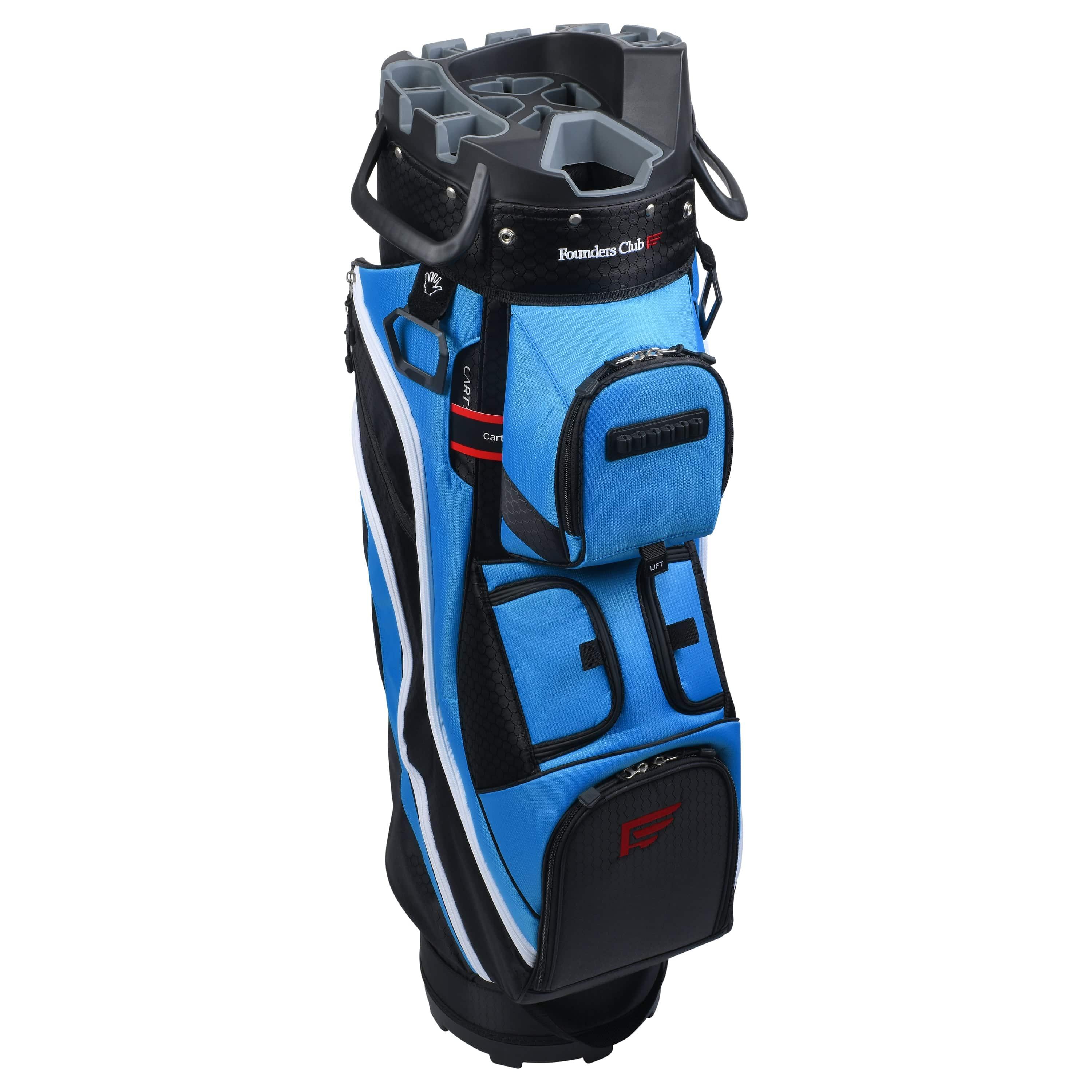 Founders Club 4th Generation Tour Series Club Lock Organizer Golf Cart Bag for Men with 14 Way Anti Rattle Divider Top- Free Snap On Rain Hood-Full Length Dividers - GOLF LEAGUE