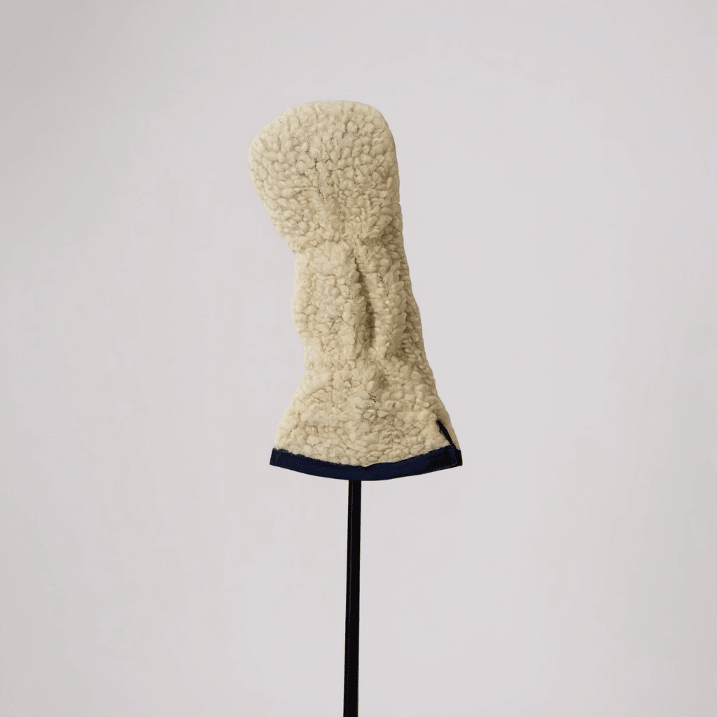Cream Sherpa Fairway Wood Headcover w/ Navy Trim - Just4Golf