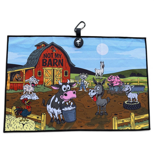 Back Nine Barnyard Golf Towel | 24” x 16” Microfiber Towel | Magnetic Clip & Carabiner | Premium Golf Accessory