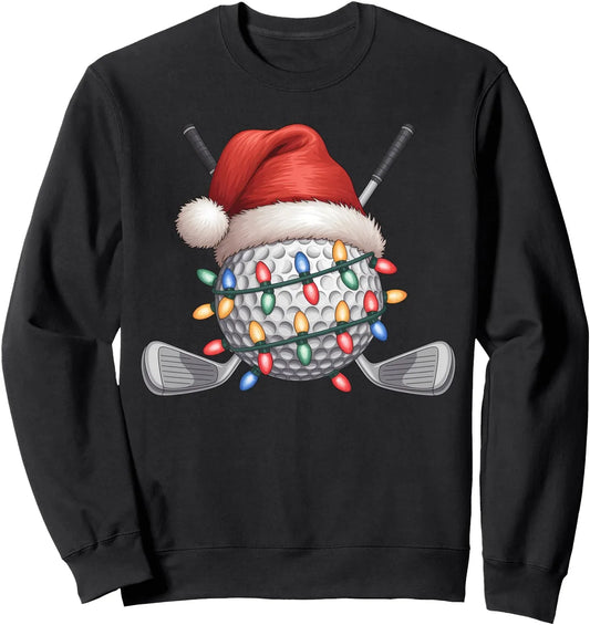 Golf Ball Santa Hat Men Women Christmas Golfing Xmas Sweatshirt - GOLF LEAGUE