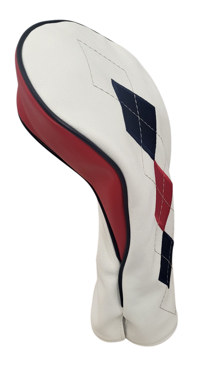 Classic Argyle Red, White & Blue Embroidered Driver Headcover by ReadyGOLF