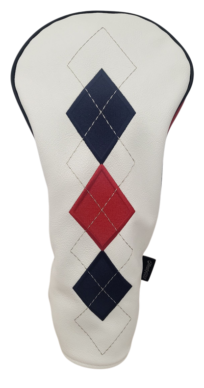 Classic Argyle Red, White & Blue Embroidered Driver Headcover by ReadyGOLF