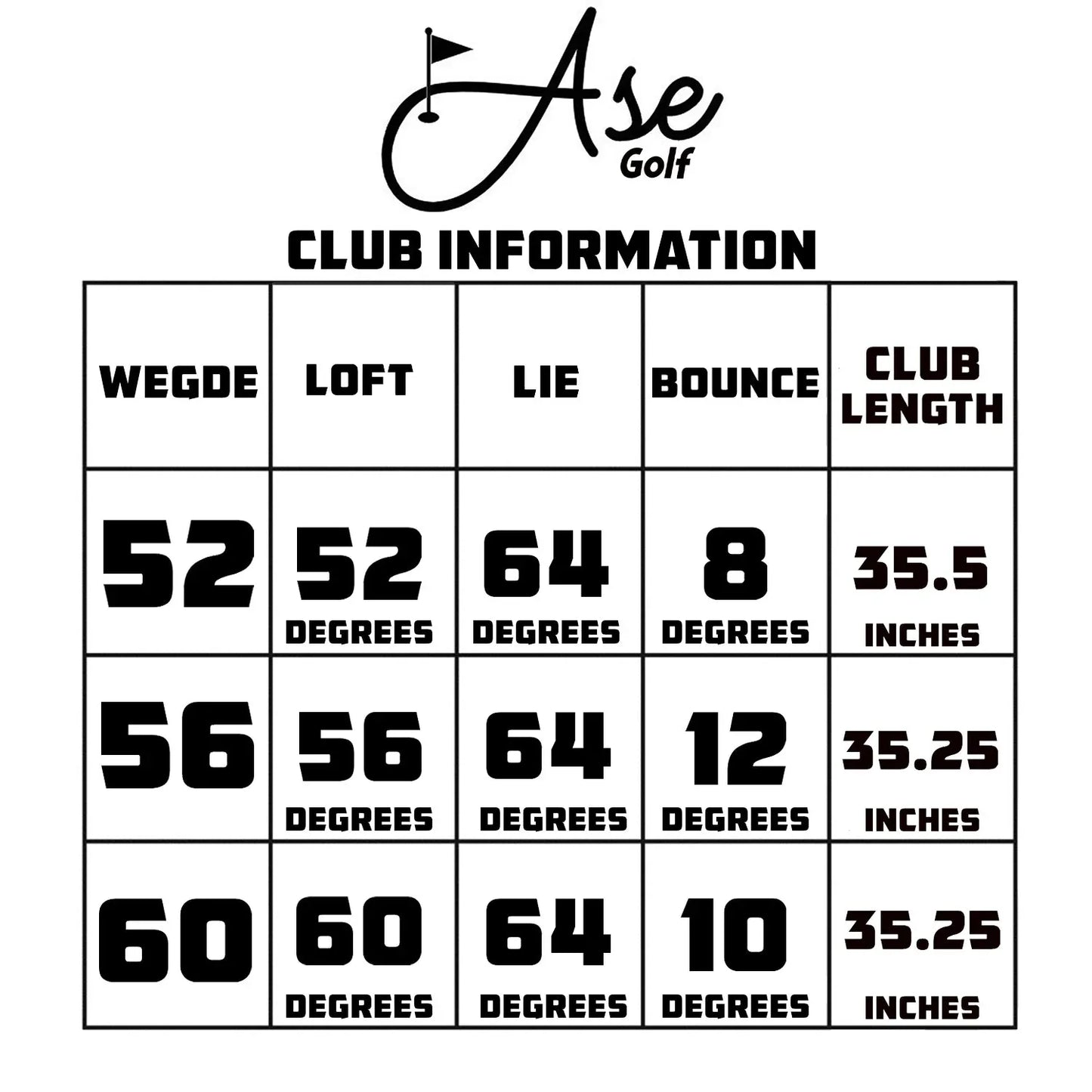 Ase 3-Piece Wedge Set (52,56,60) - GOLF LEAGUE
