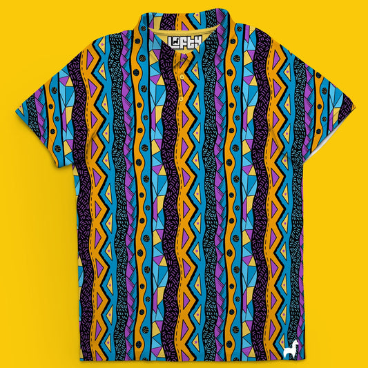Bump and Rum | Fun and Crazy Tribal Pattern Golf Polo for Men (ATHLETIC FIT)