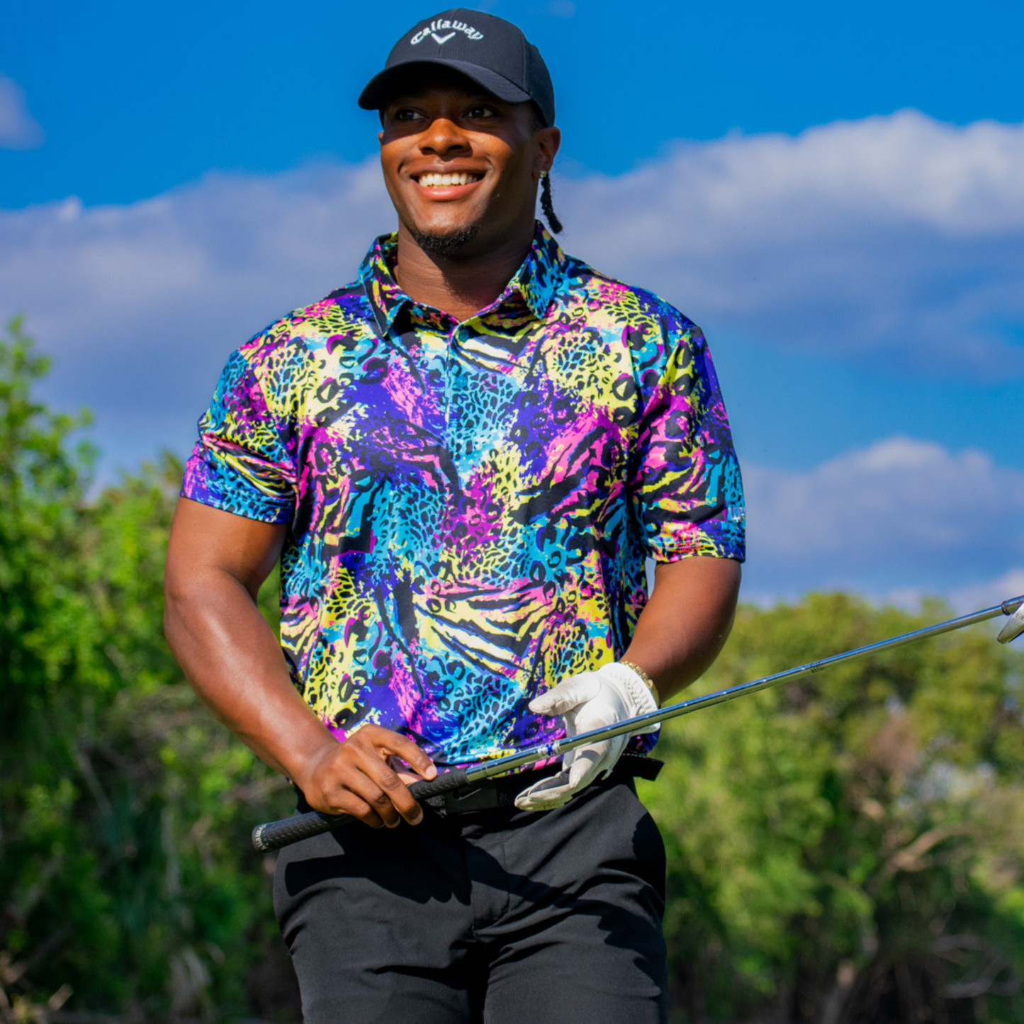 Wild Thing | Bright/Loud 80's Animal Print Style Golf Polo for Men