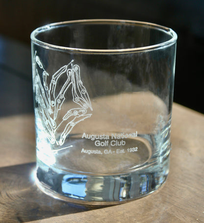 Augusta National Golf Course - Laser Engraved Course Map Glasses
