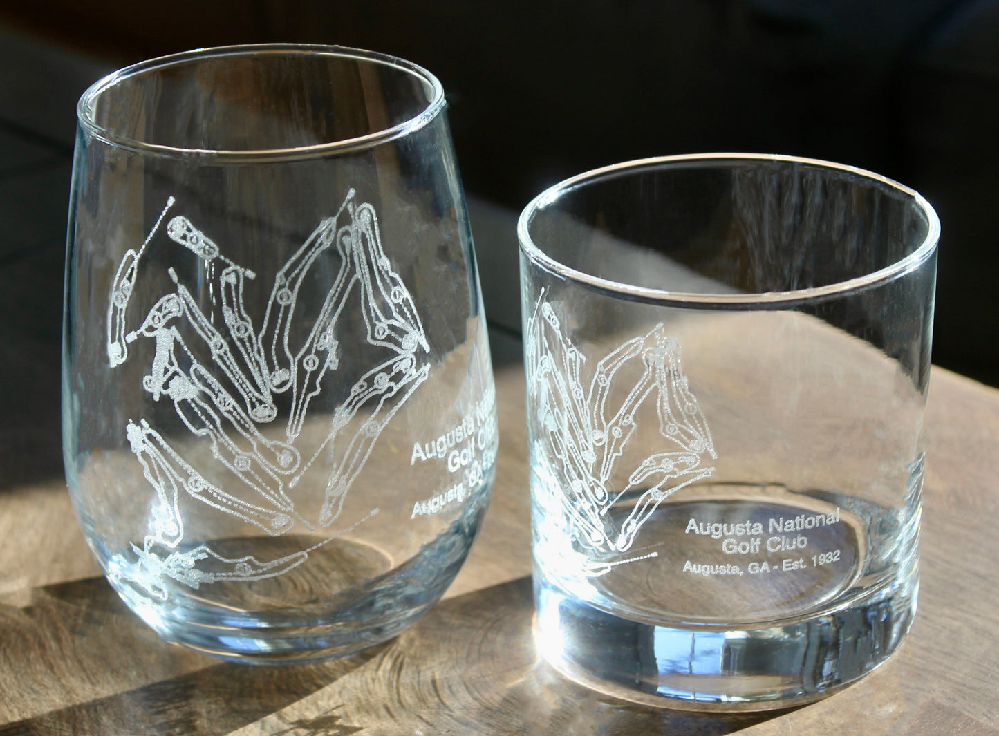 Augusta National Golf Course - Laser Engraved Course Map Glasses