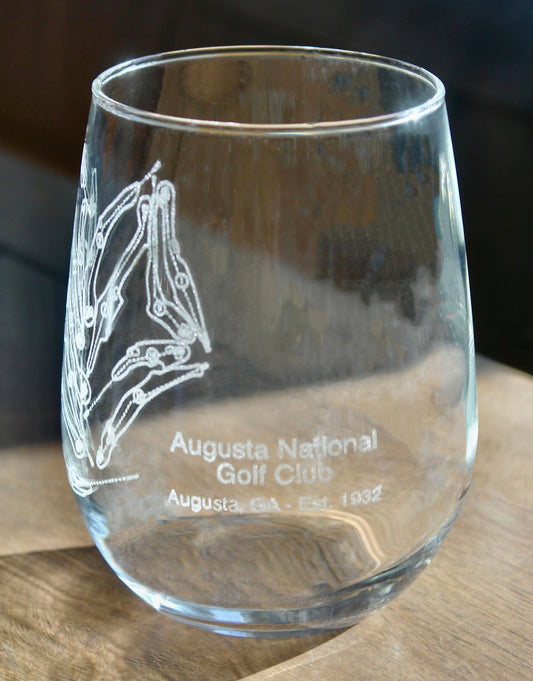 Augusta National Golf Course - Laser Engraved Course Map Glasses