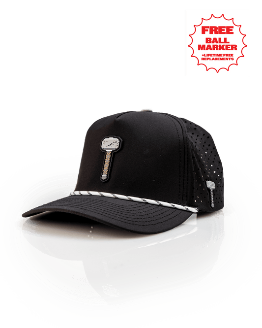 Thor's Hammer Black - Perforated Rope Hat
