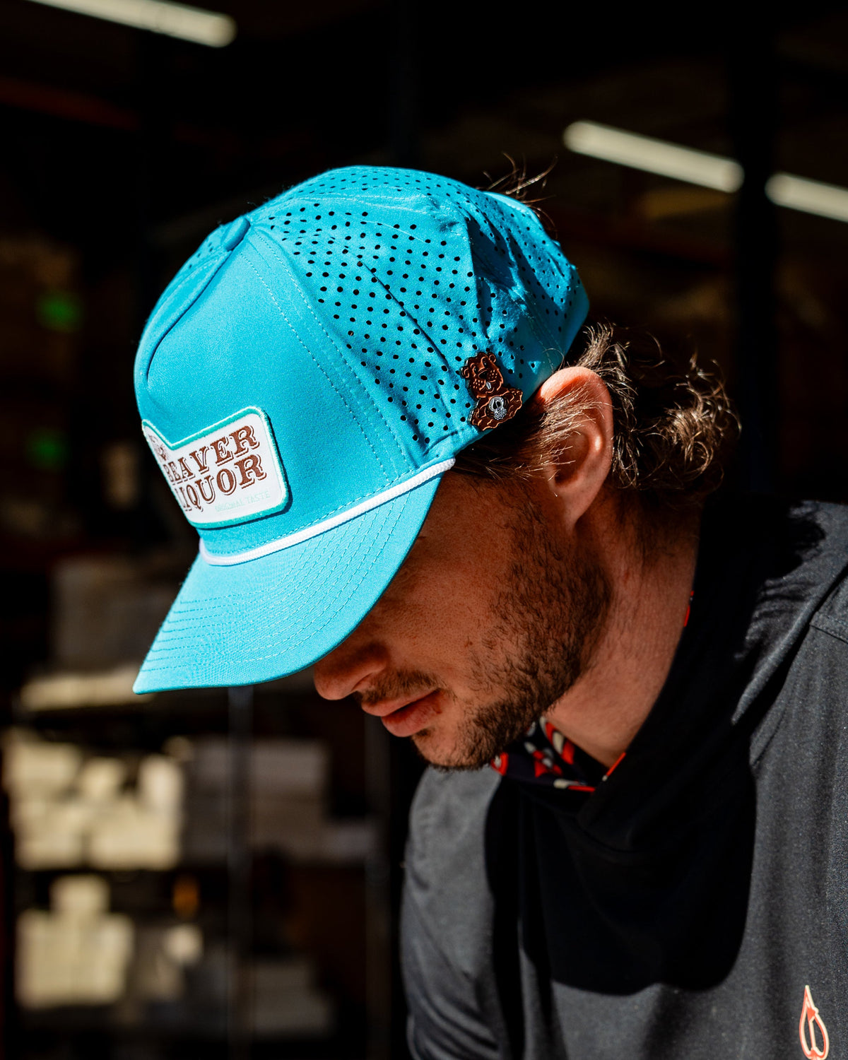Perforated Rope Hat - Beaver Liquor - Baby Blue