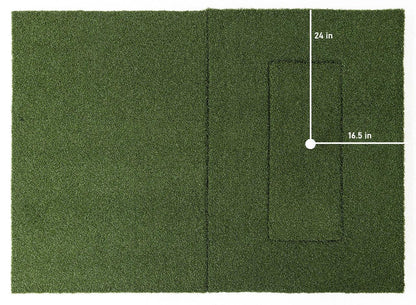 Beaver Tail Double Wide Golf Simulator Mat (4ft x 8.25ft) with the Most Realistic Hitting Strip Insert for Joint Injury Prevention