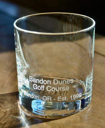 Bandon Dunes- Laser Engraved Golf Course Map Glasses