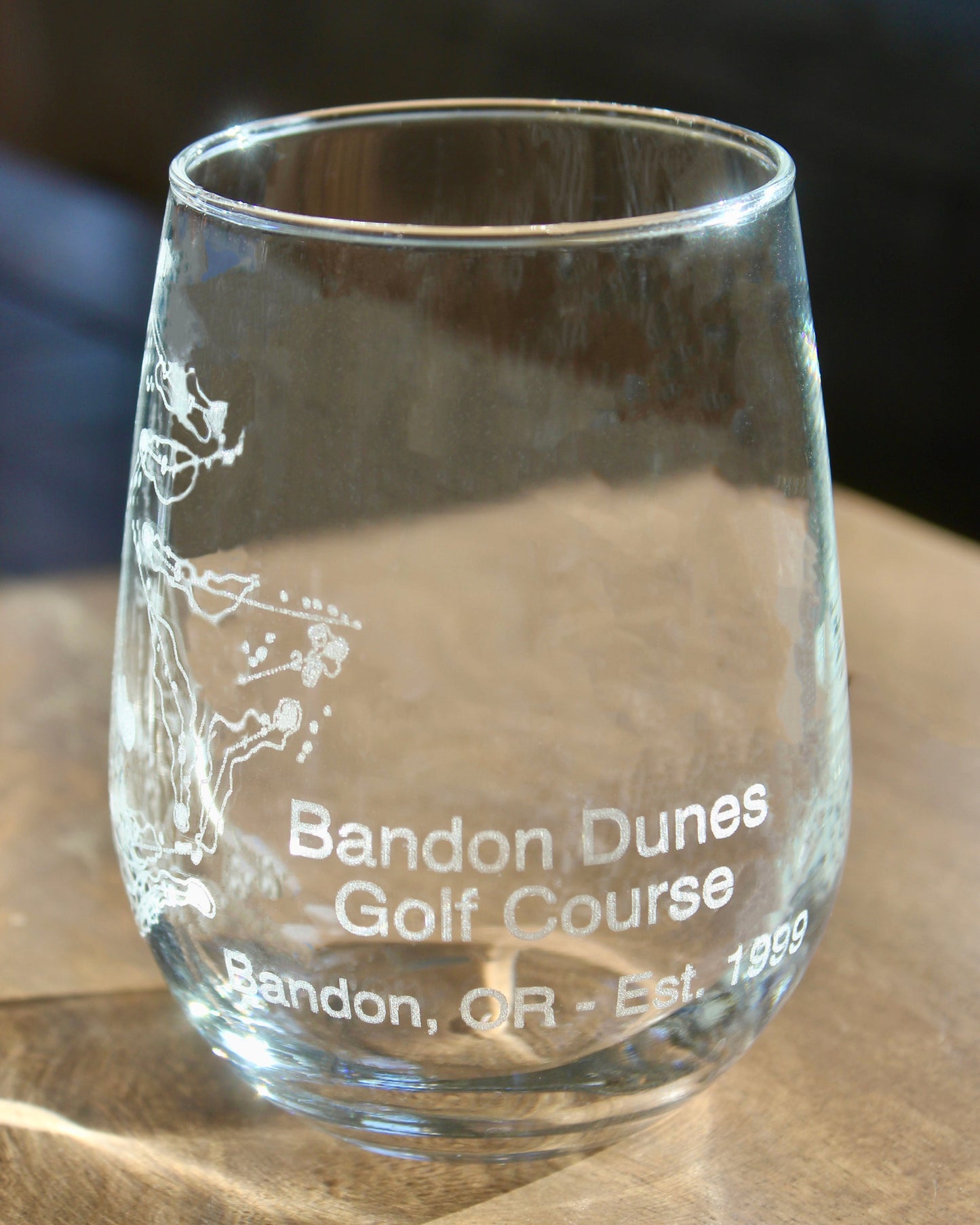 Bandon Dunes- Laser Engraved Golf Course Map Glasses
