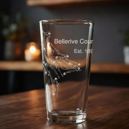Bellerive Country Club - Laser Engraved Golf Course Map Glasses