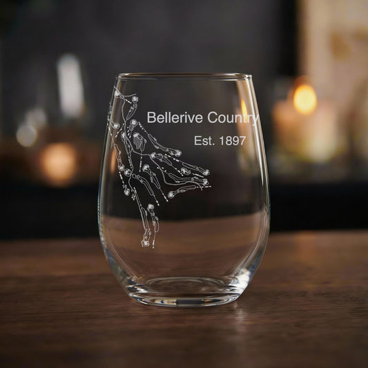Bellerive Country Club - Laser Engraved Golf Course Map Glasses