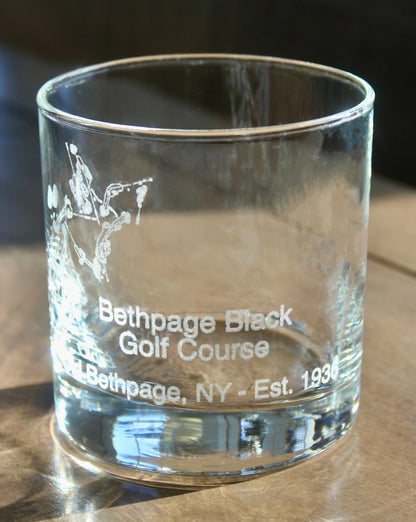 Bethpage Black Golf Course - Laser Engraved Course Map Glasses