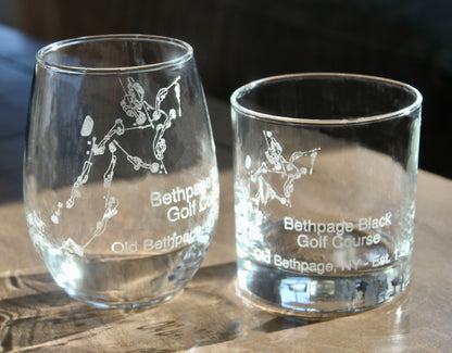 Bethpage Black Golf Course - Laser Engraved Course Map Glasses
