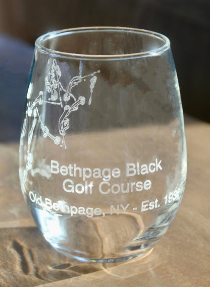 Bethpage Black Golf Course - Laser Engraved Course Map Glasses