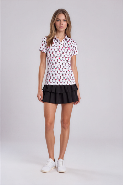 The Par-Tee Pour Polo | Women’s Cocktail Print Golf Polo Shirt