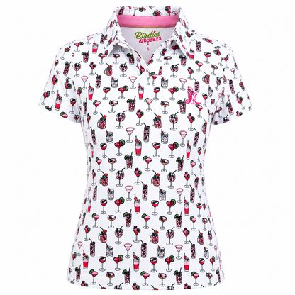 The Par-Tee Pour Polo | Women’s Cocktail Print Golf Polo Shirt