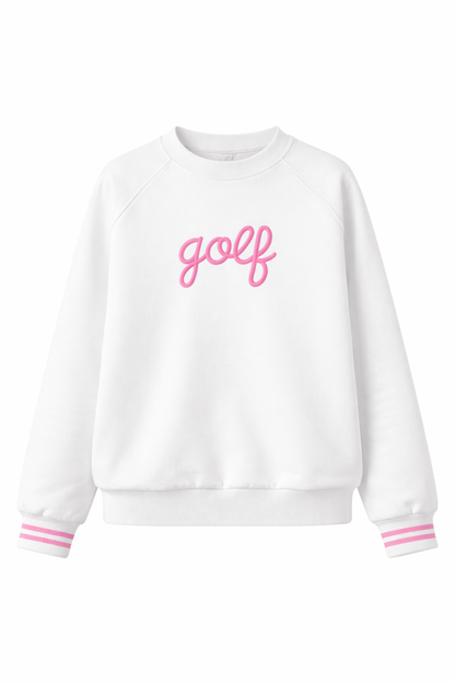 Golf, But Make It Cute Crewneck | Women’s Golf Sweatshirt White | Birdies & Bubbles