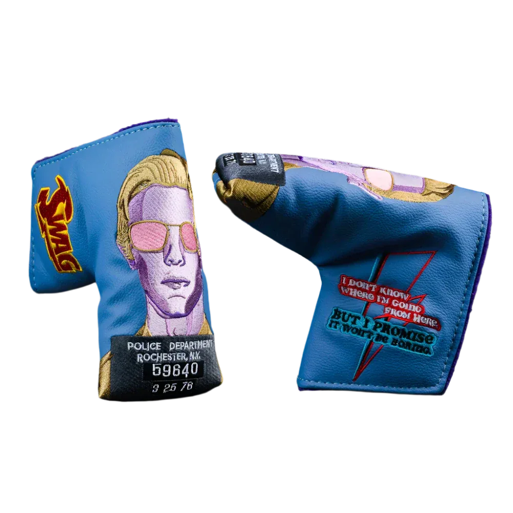 Swag Golf - Swaggy Stardust (David Bowie) Mugshot Blue/Red/Gold Blade Putter Headcover - GOLF LEAGUE