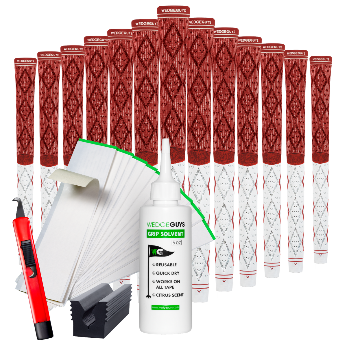 Wedge Guys Diamond Hybrid Golf Grips Bundle 13-Pack - Standard Midsize Oversize