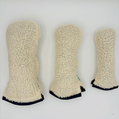 Cream Sherpa Headcover Set (Driver, Wood, Hybrid) - Just4Golf